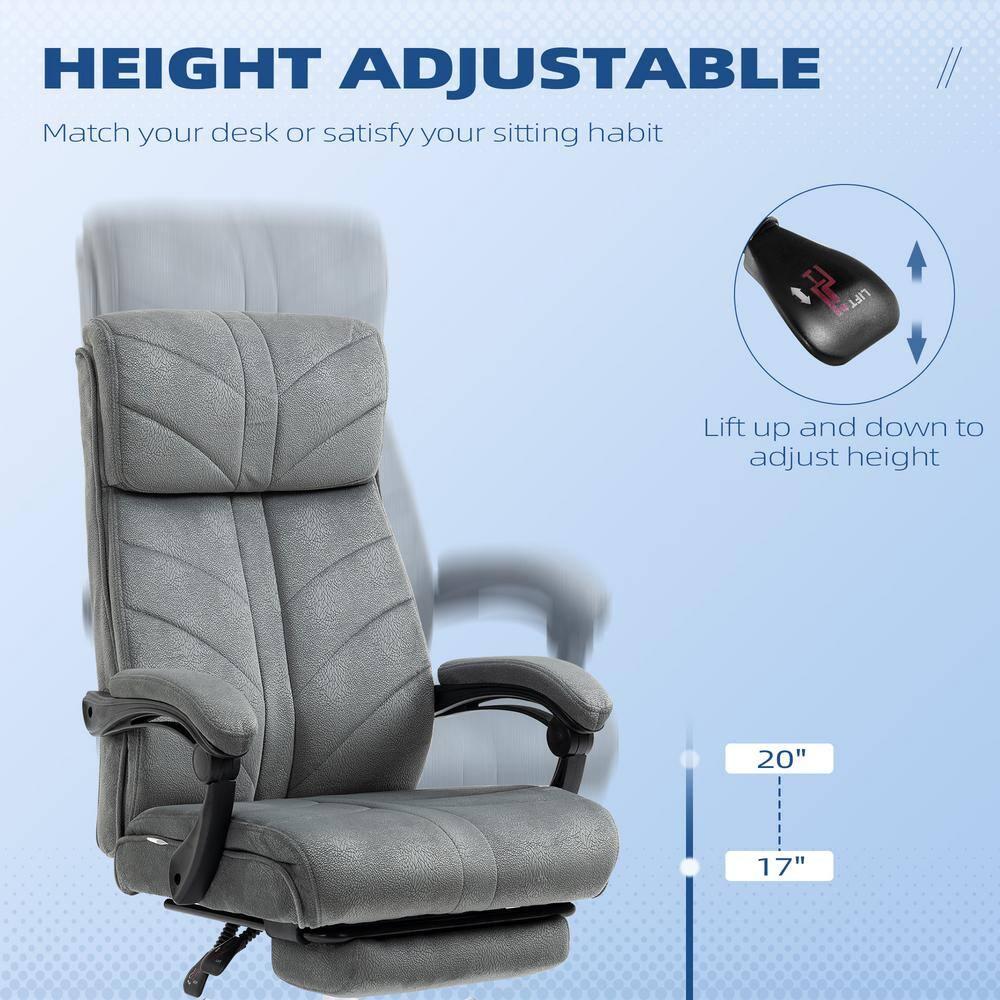 Vinsetto High-Back Ergonomic Office Chair with Footrest, Microfiber Computer Chair with Reclining Function and Armrest, Executive Office Chair, Gray
