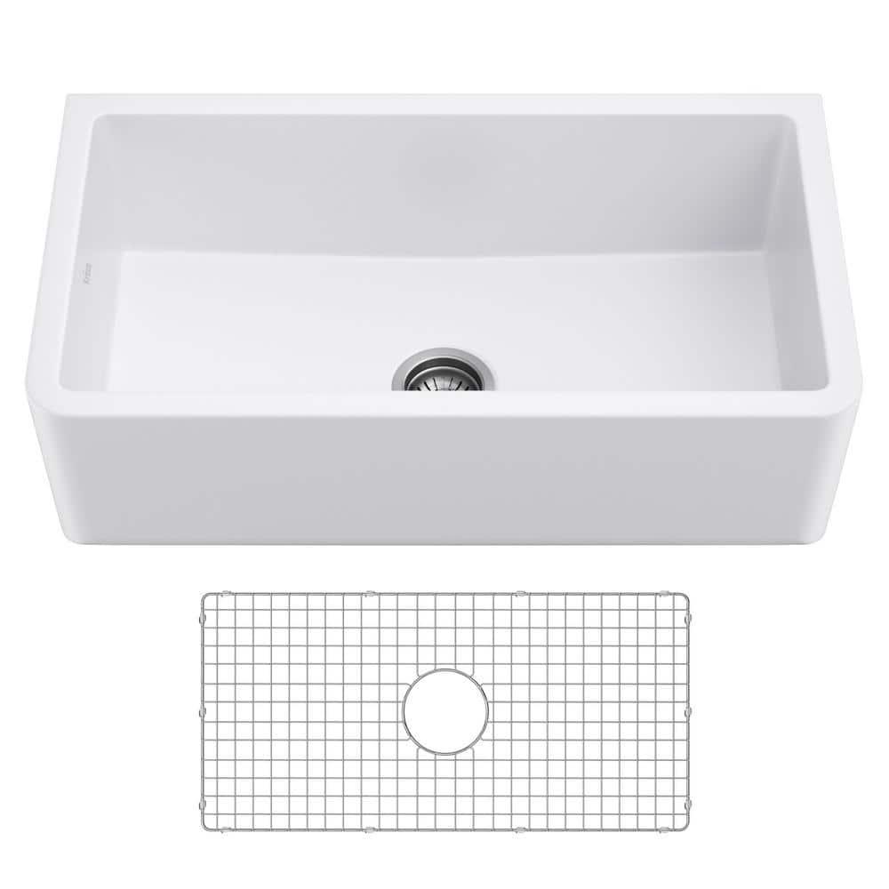 KRAUS Turino™ 33" L Farmhouse Reversible Apron Front Fireclay Single Bowl Kitchen Sink