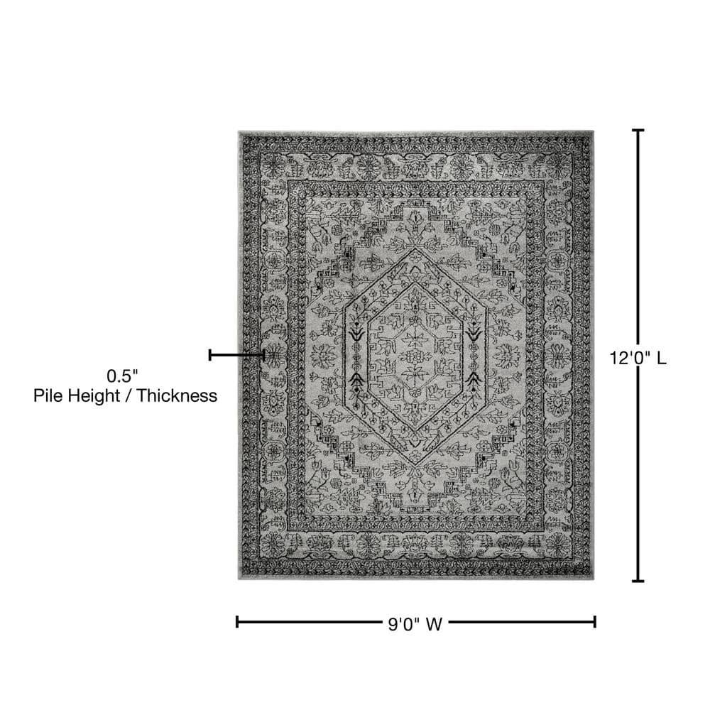 SAFAVIEH Adirondack Xavier Traditional Area Rug, Silver/Black, 9' x 12'