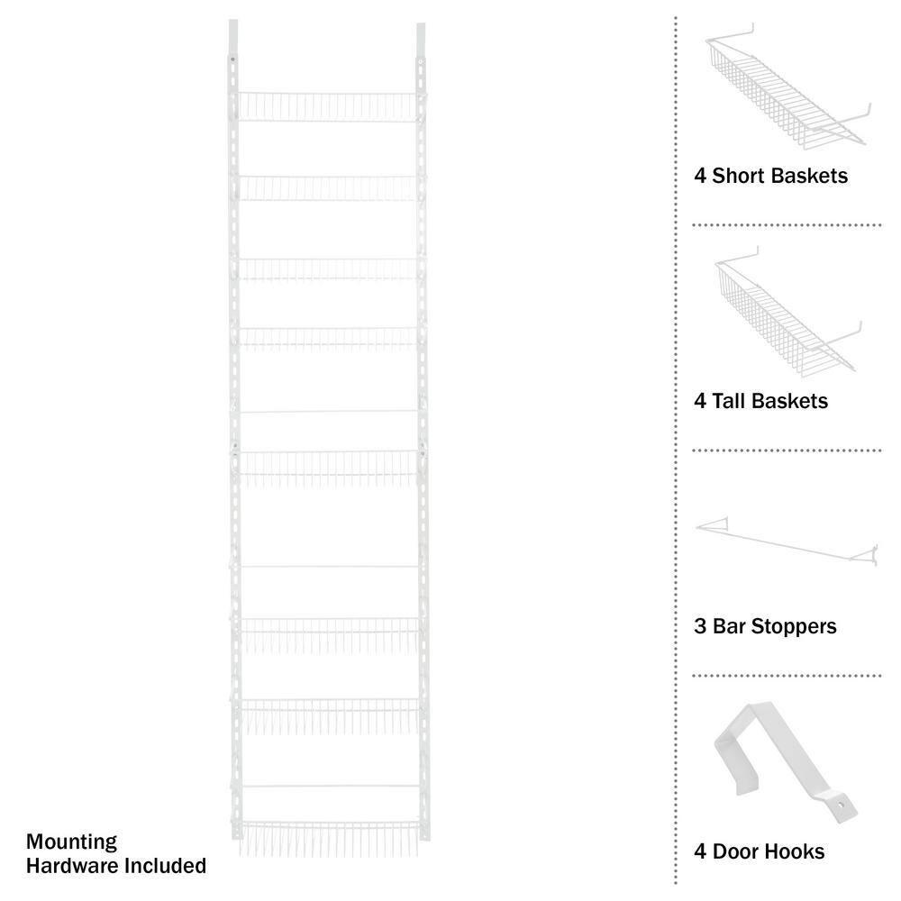 Home-Complete 9-Tier Over the Door Organizer with Adjustable Shelves, White