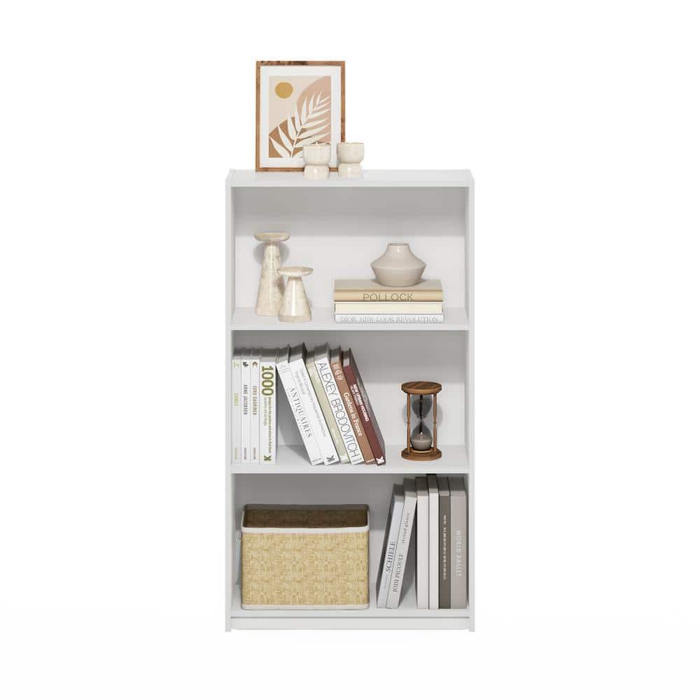 Furinno Basic 3-Tier Bookcase Storage Shelves, White/White