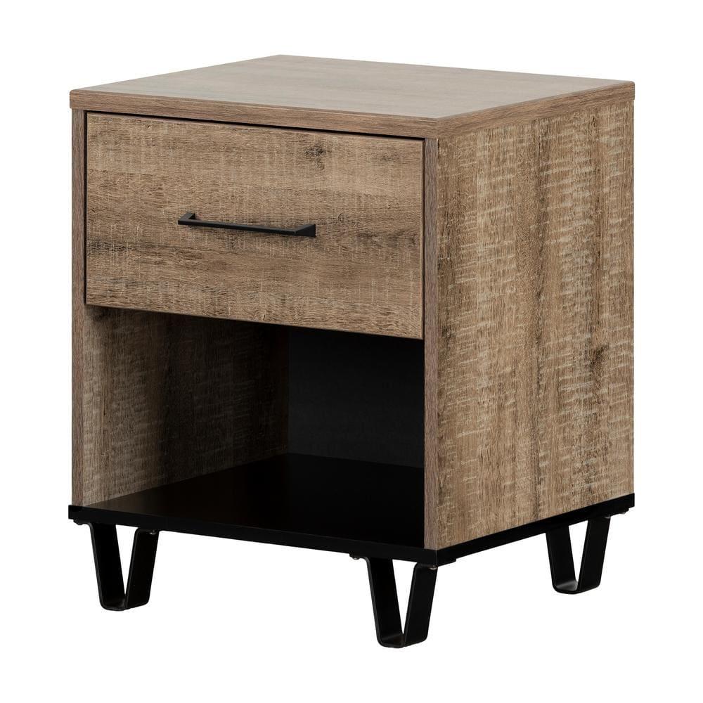 Arlen 1-Drawer Nightstand Weathered Oak and Matte Black