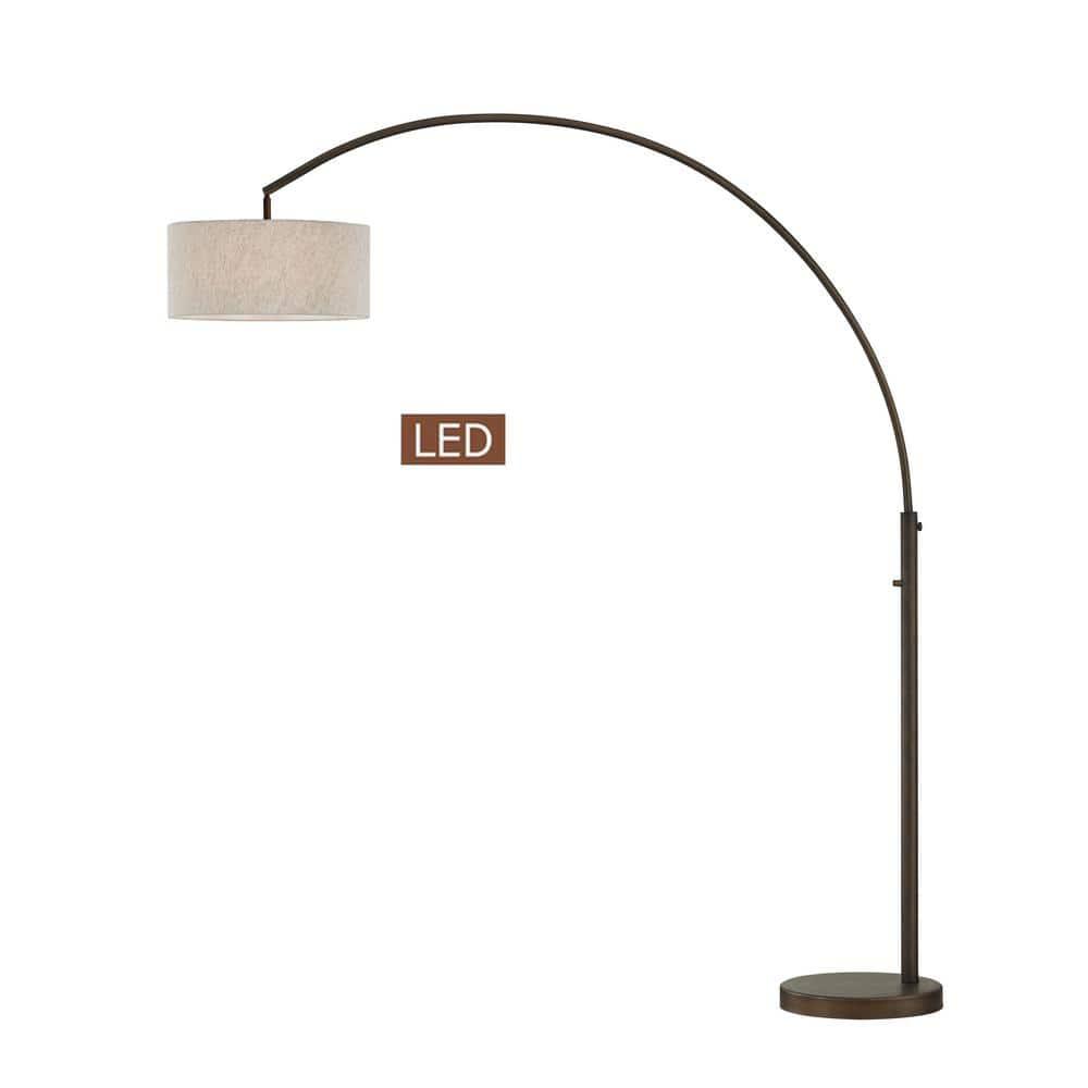 Elena 80 in. Antique Bronze LED Arch Floor Lamp with Dimmer