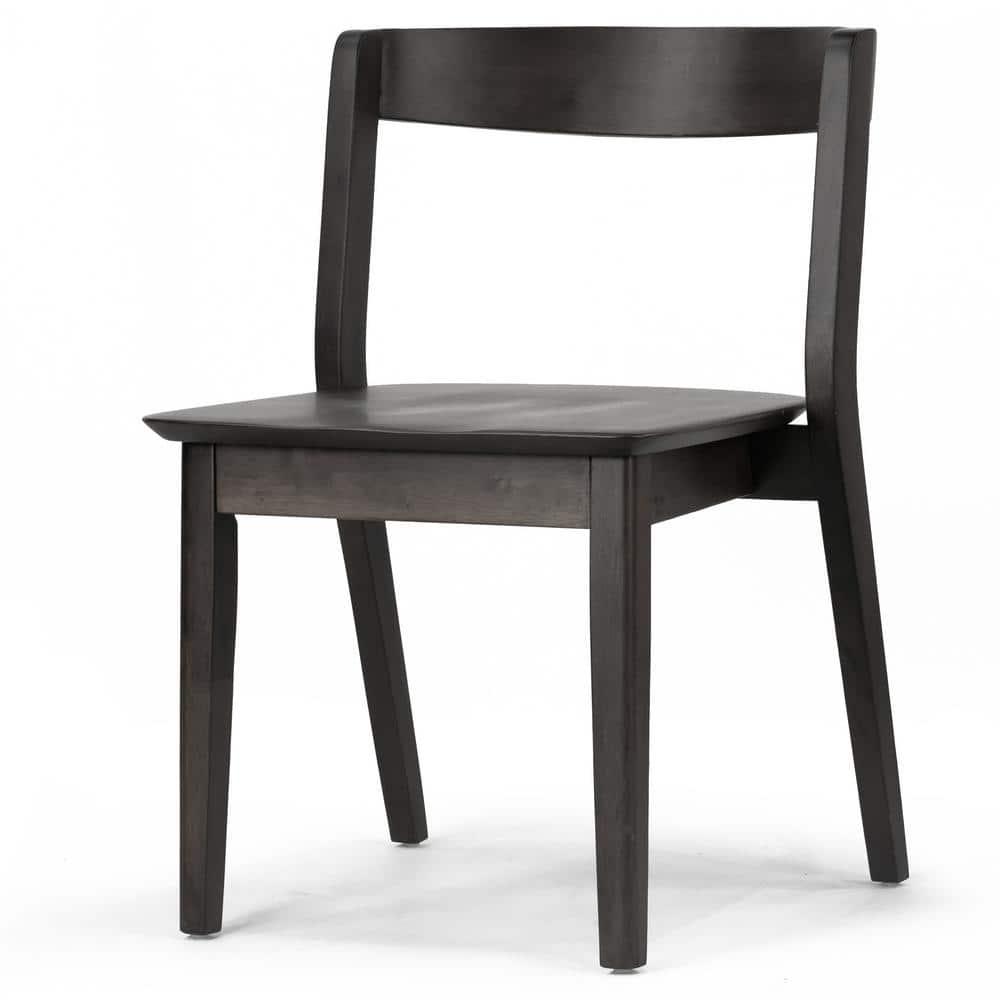 Glamour Home Astor 17.52" Wood Chairs with Curved Back in Black (Set of 2)