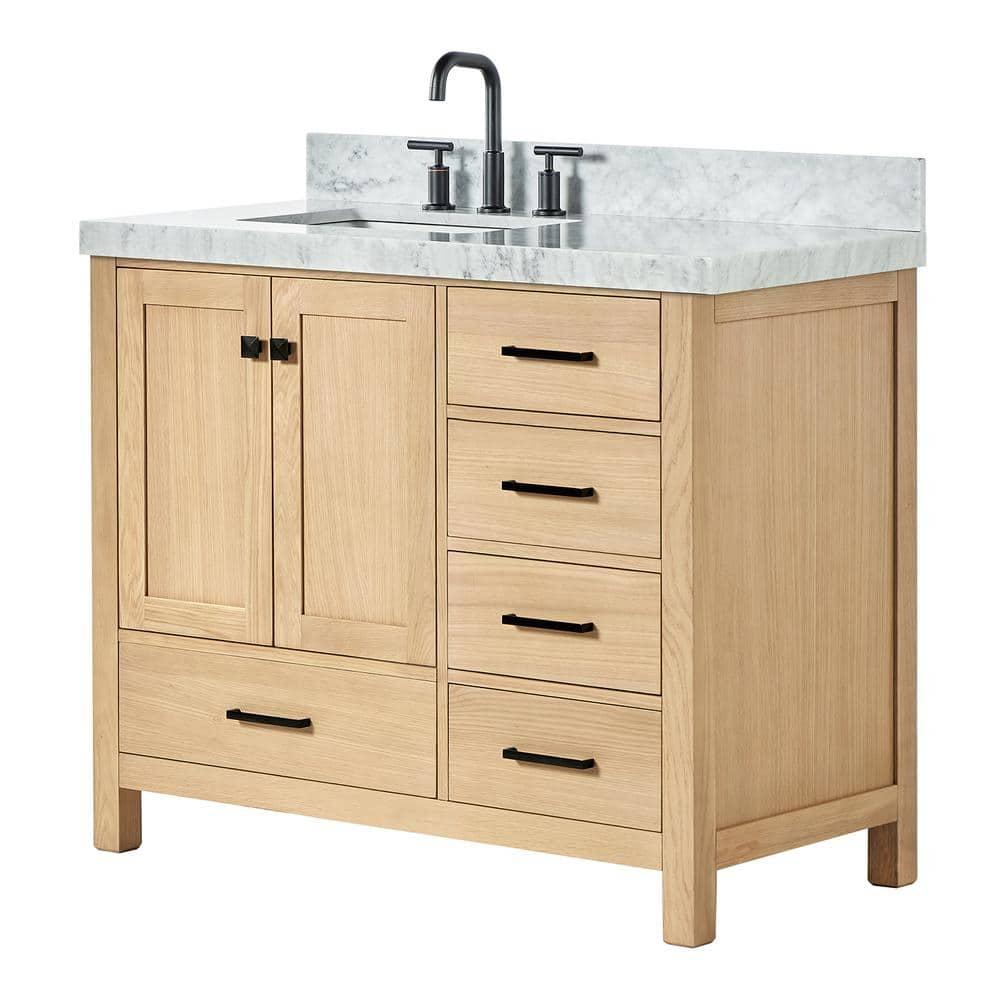 Cambridge 42'' Single Bathroom Vanity with Carrara Marble Top