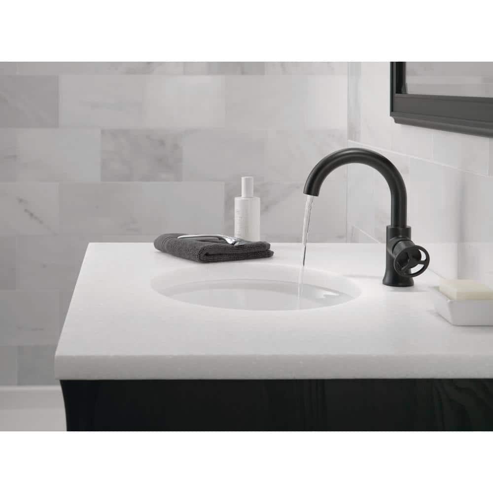 Trinsic Single Hole Bathroom Faucet with Wheel Handle, Single Handle Bathroom Sink Faucet