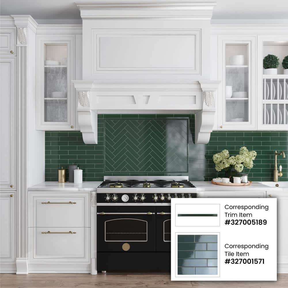 Arte 0.47 in. x 7.87 in. Glossy Green Ceramic Pencil Tile Trims (0.3 sq. ft./case) (10-pack)