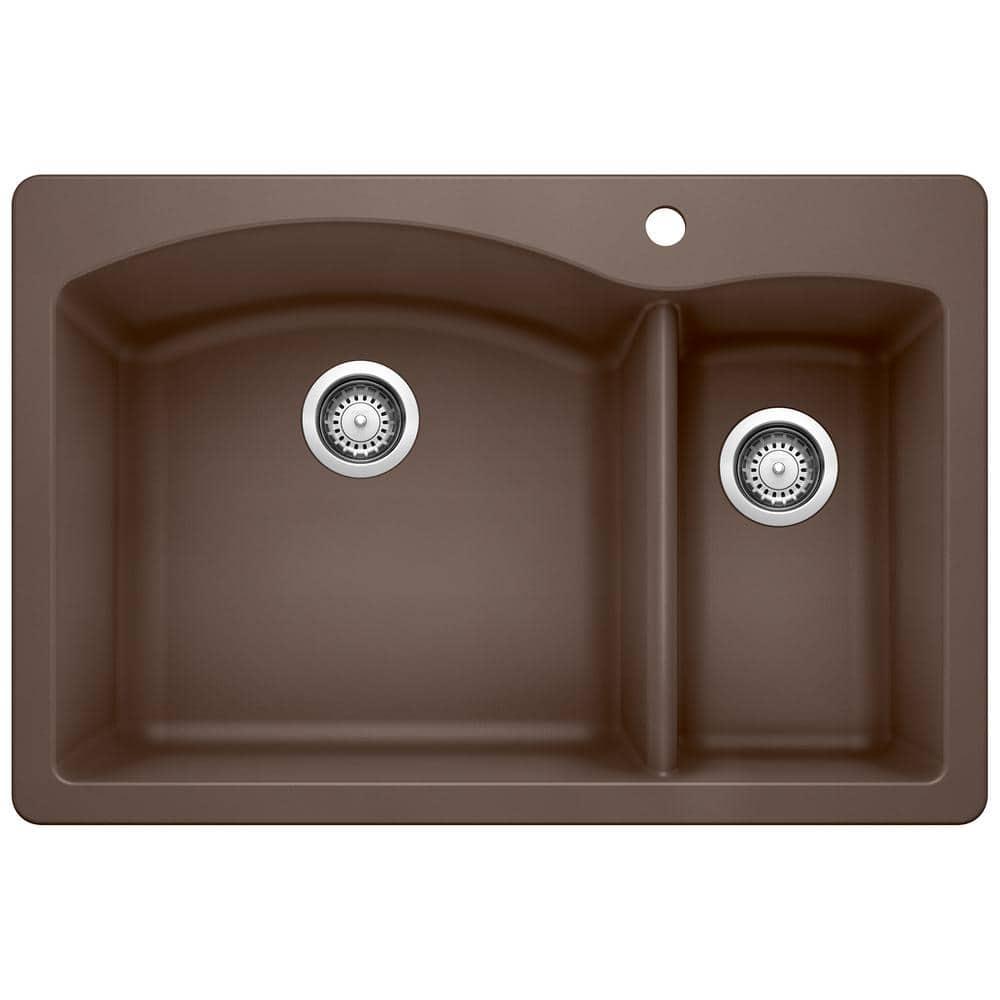 Diamond Silgranit 33" L x 22" W Double Basin Drop-In/Undermount Sink