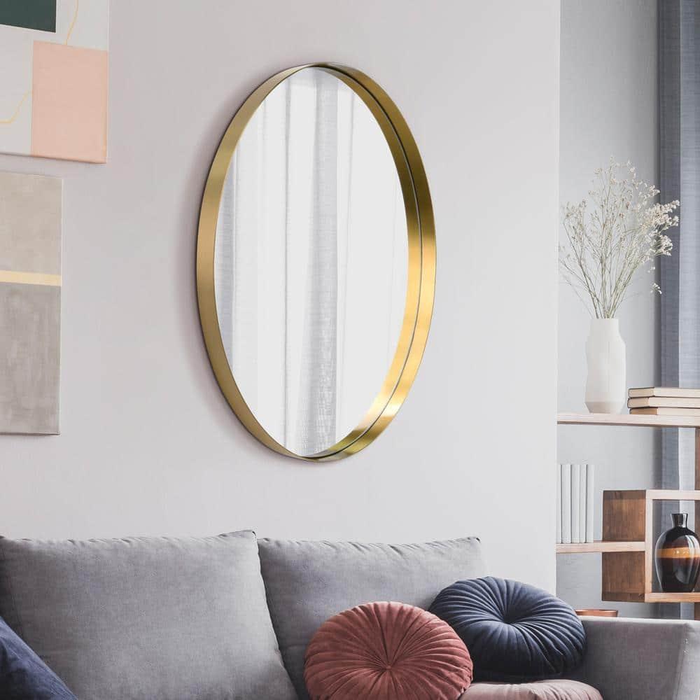 Empire Art Direct Ultra Brushed Gold Stainless Steel Frame Oval Wall Mirror, 24" x 36" x 2", Ready to Hang