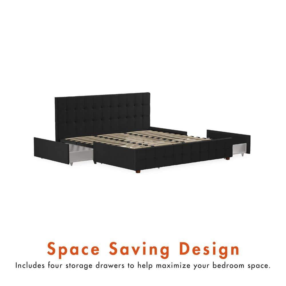 Elizabeth Tufted Upholstered Low Profile Storage Platform Bed