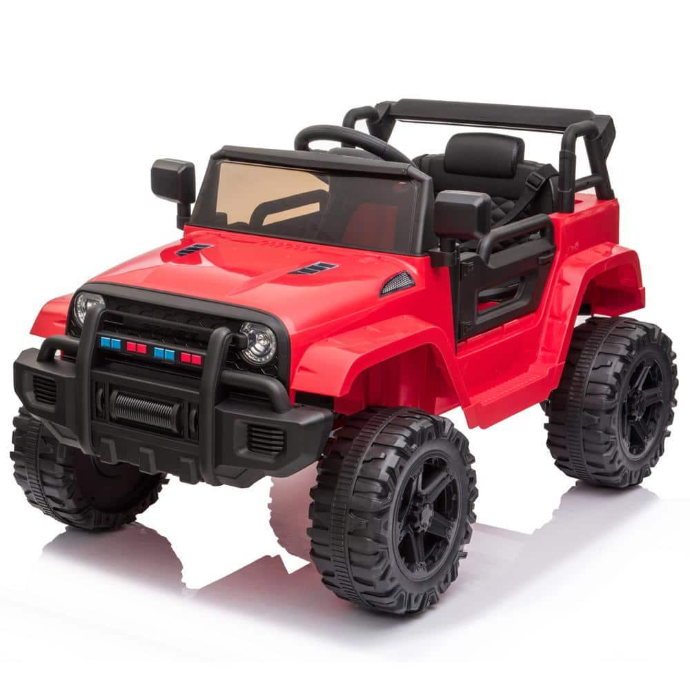 Zimtown Safety 12V Battery Electric Remote Control Car, Kids Toddler Ride On Truck Toy Motorized Vehicles, Wheels Suspension, Seat Belts, LED Lights and Realistic Horns Red