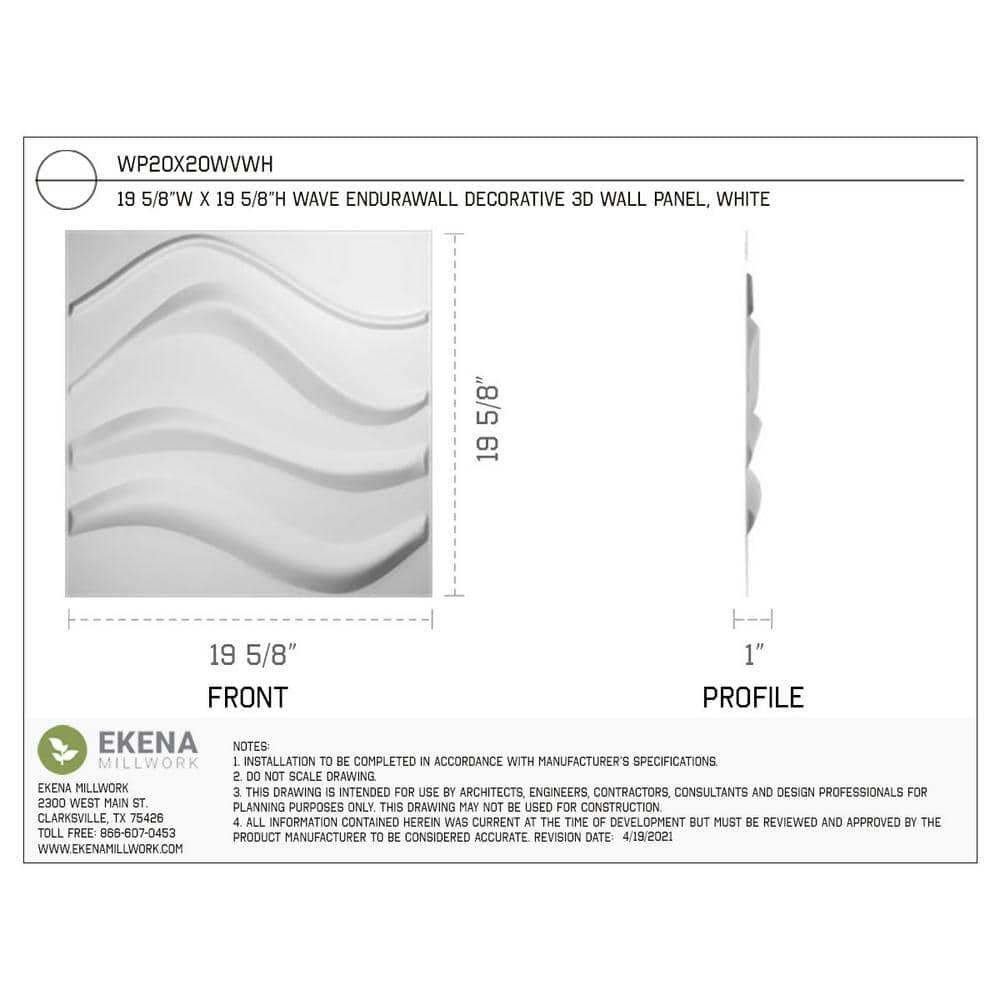 Ekena Millwork Wave EnduraWall Decorative 3D Wall Panel