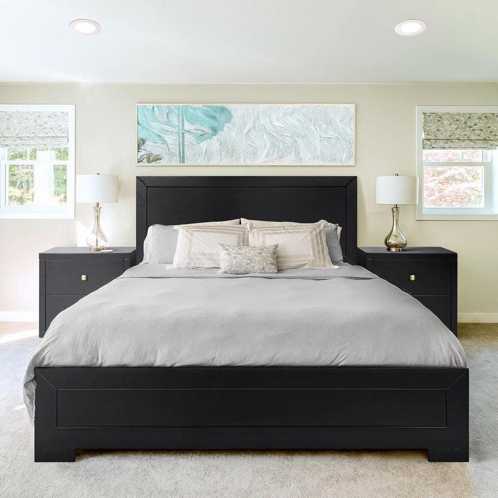 Camden Isle Trent Platform Bed | Paneled Headboard and Footboard | Full, Black