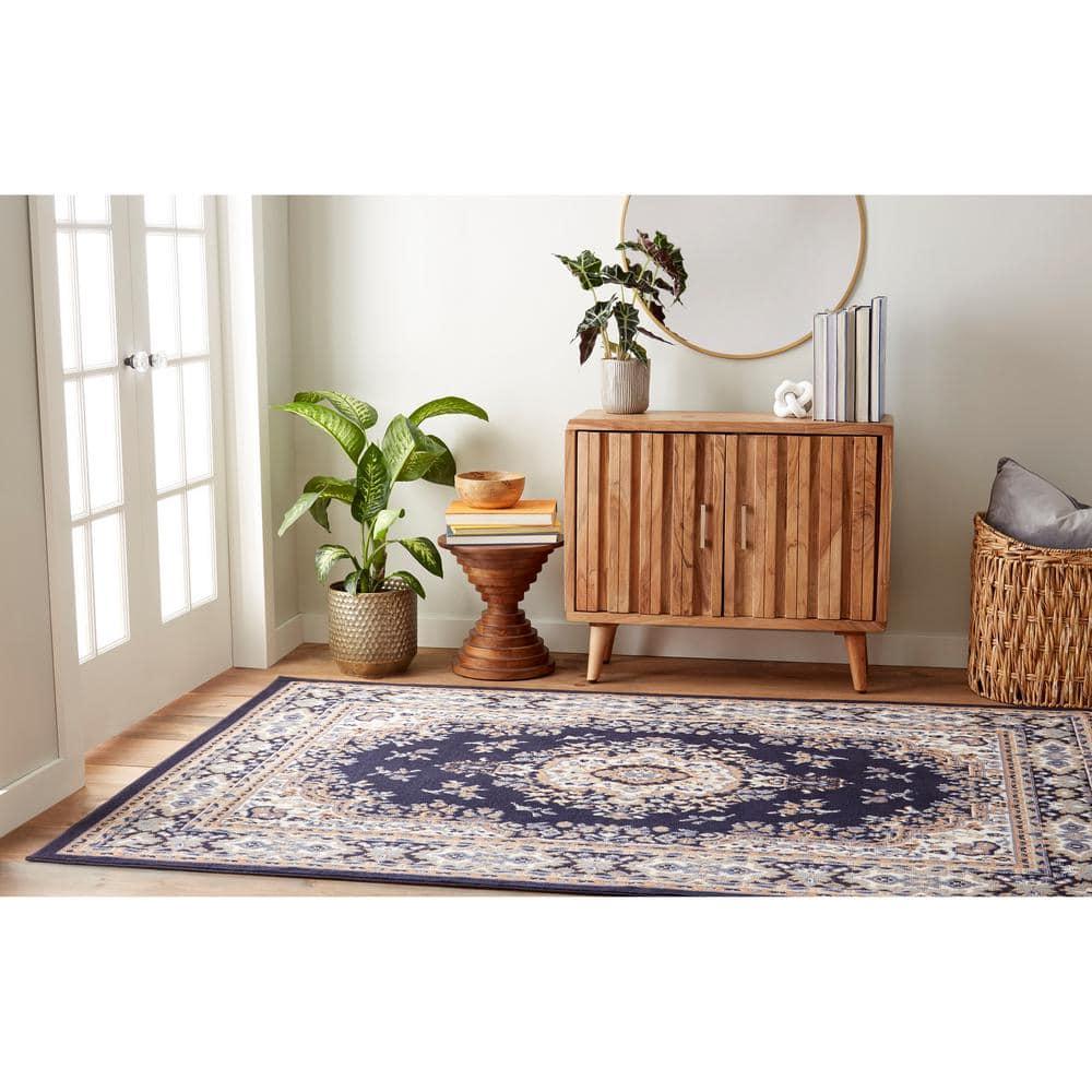 Home Dynamix Premium Sakarya Traditional Medallion Area Rug, Navy Blue/Brown, 9'2"x12'5"