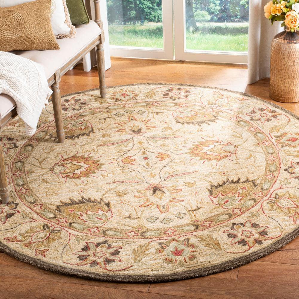 SAFAVIEH Anatolia Venice Traditional Wool Area Rug, Beige, 4' x 4' Round