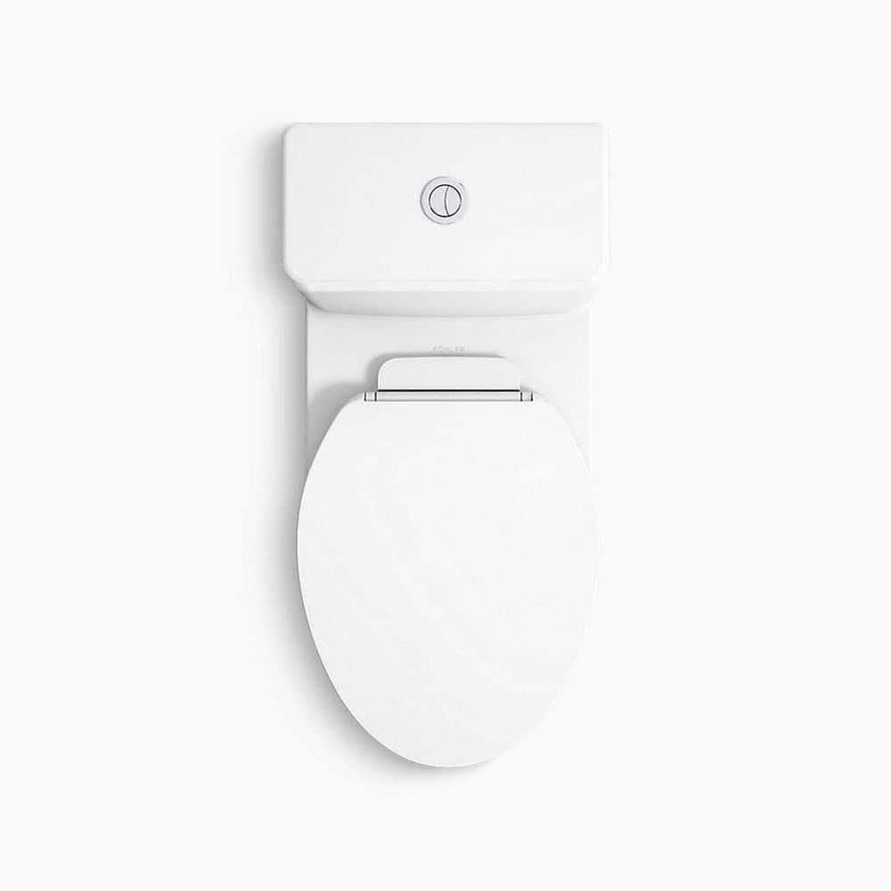 White Compact Elongated One-Piece Dual Flush Toilet