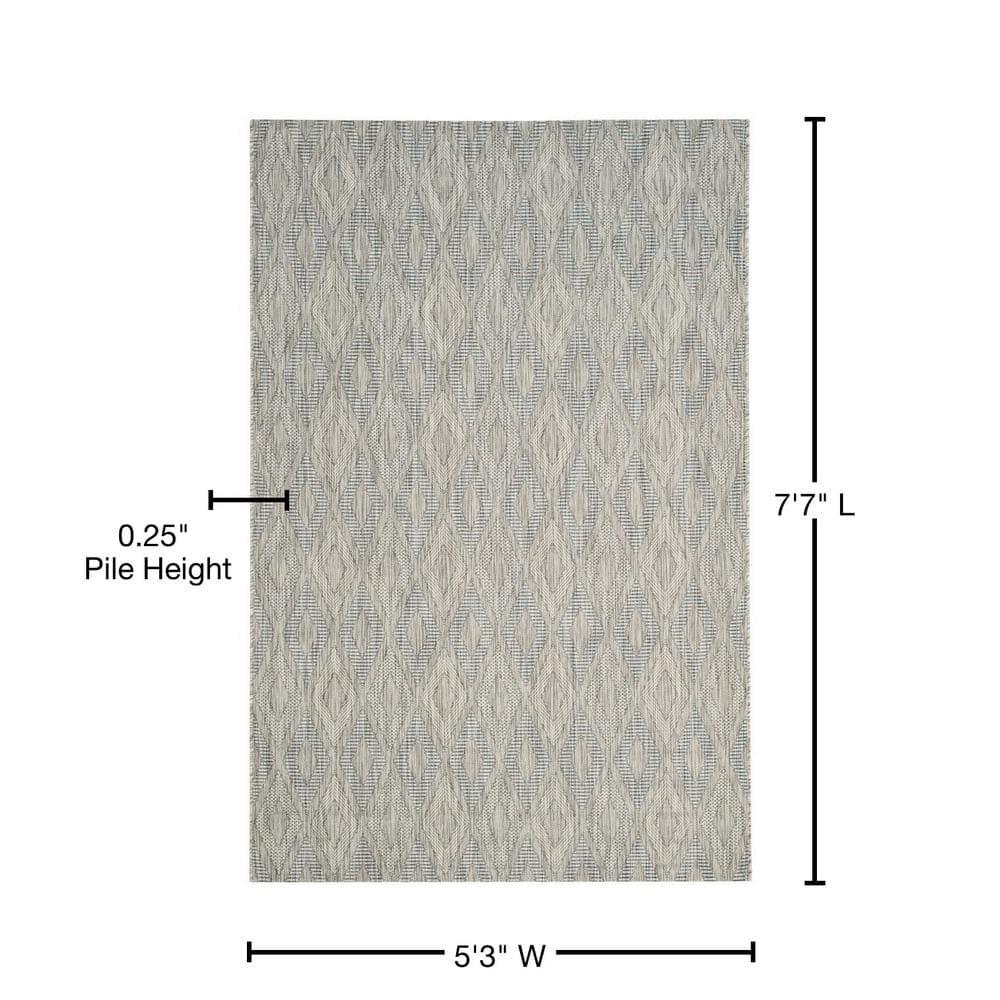 Courtyard CY8522 Power Loomed Indoor and Outdoor Area Rug - Grey/Grey - 5'3"x7'7" - Safavieh