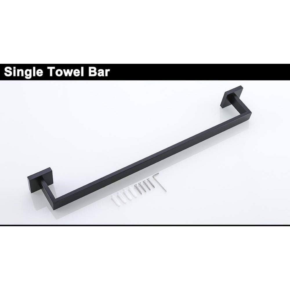 TURS Black Towel Bar Set Bathroom 5-Piece Bathroom Hardware Sets Towel Ring Toilet Paper Holder 2 Towel Hook Stainless Steel Wall Mounted Towel Holder Set