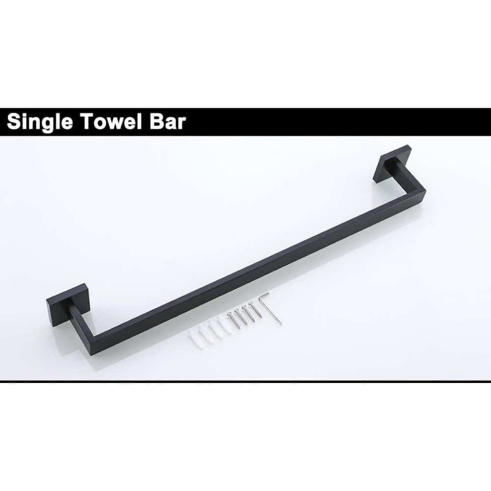 TURS Black Towel Bar Set Bathroom 5-Piece Bathroom Hardware Sets Towel Ring Toilet Paper Holder 2 Towel Hook Stainless Steel Wall Mounted Towel Holder Set