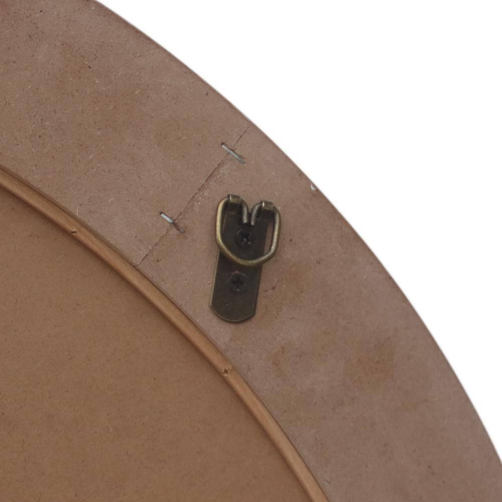 Parisloft 31.5 Inch Round Natural Wood Decorative Wall Mirror, Farmhosue Rustic Wall Mirror