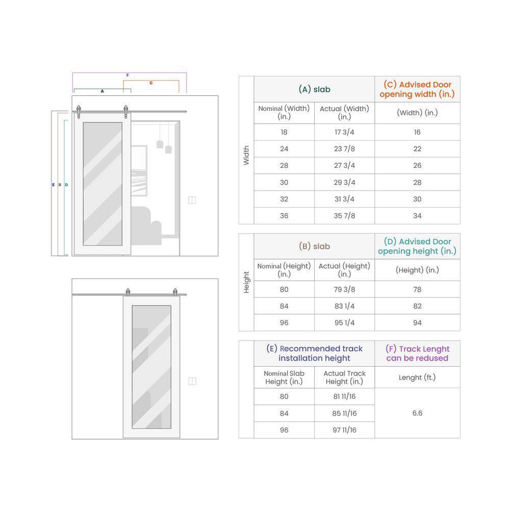 Belldinni Avon 8 Lite Solid + Manufactured Wood Paneled Barn Door