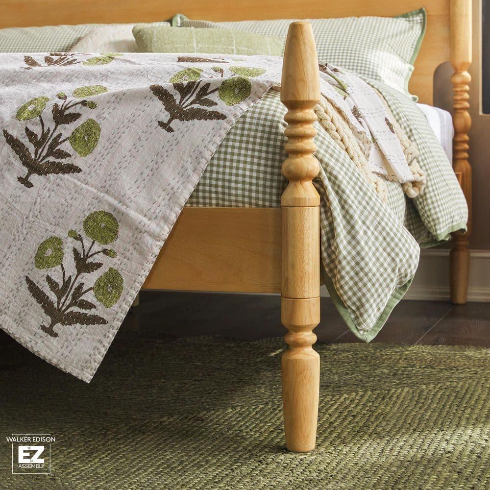 Walker Edison Vivienne Traditional Easy Assembly Solid Wood Turned Spindle Bed