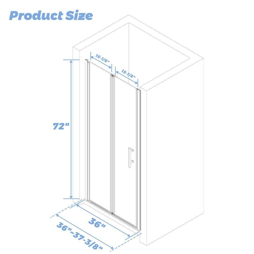 72 in. Chrome Semi-Frameless Bifold Shower Door with Tempered Glass
