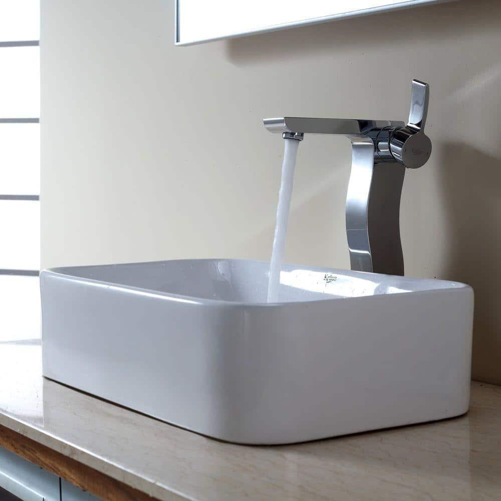 Ceramic Ceramic Rectangular Vessel Bathroom Sink