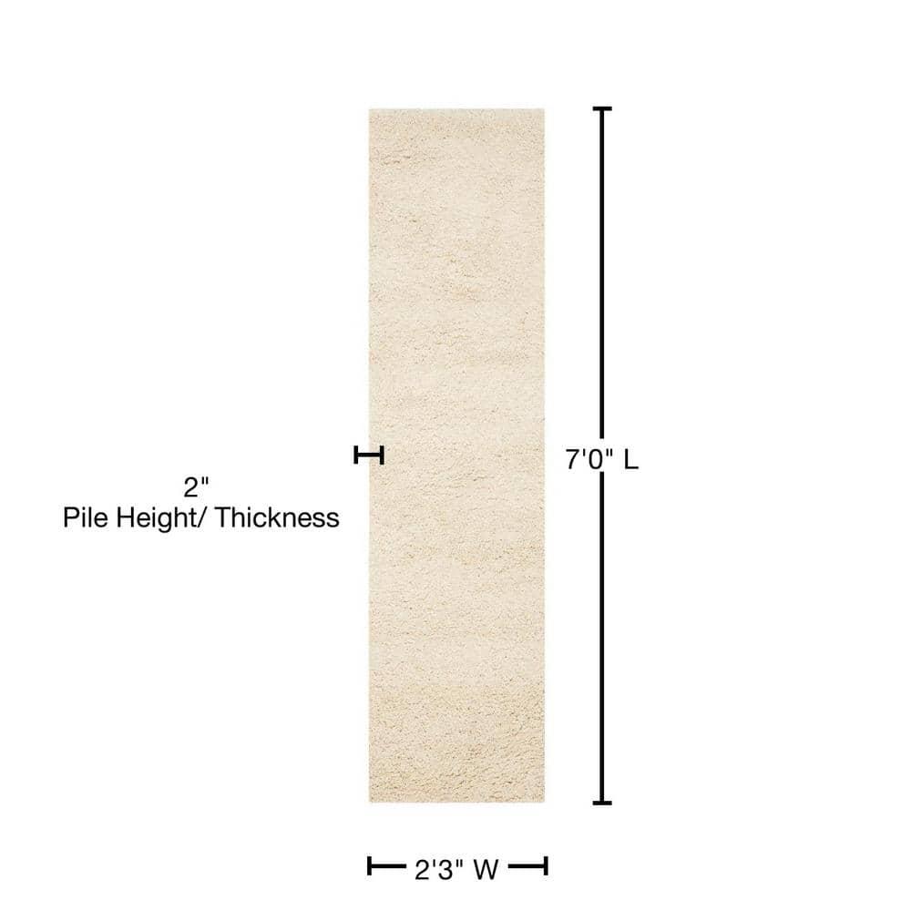 Santa Monica Shag SGN725 Power Loomed Indoor Runner Rug - Ivory - 2'3"x7' - Safavieh