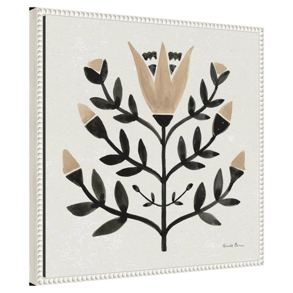 Amanti Art 22"x22" Garden Folk Flowers II by Farida Zaman Framed Canvas Wall Art Print: Modern Lithograph, Polystyrene Frame