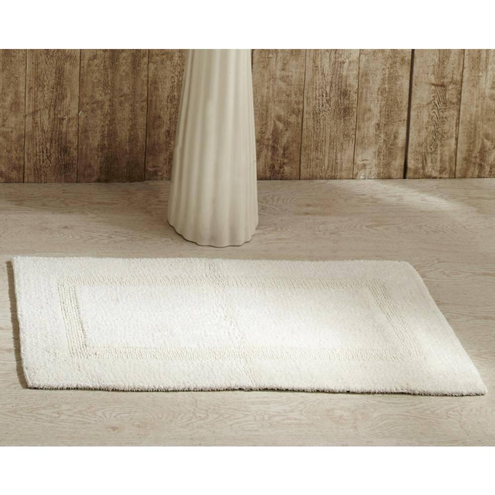 Better Trends Lux 100% Cotton Tufted Solid Reversible Bath Rug 17" x 24" Rectangle - Ivory