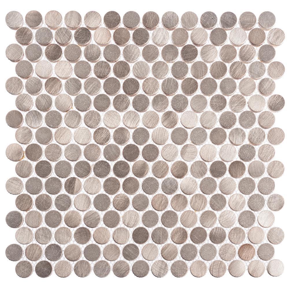 Orb 3/4" Metal Penny Round Mosaic Tile Shower Wall, Kitchen Backsplash and Wall Tile
