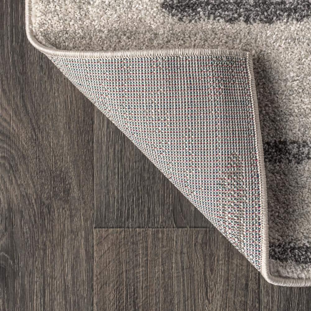 5'x8' Aya Berber Stripe Geometric Area Rug, Cream/Gray - JONATHAN Y