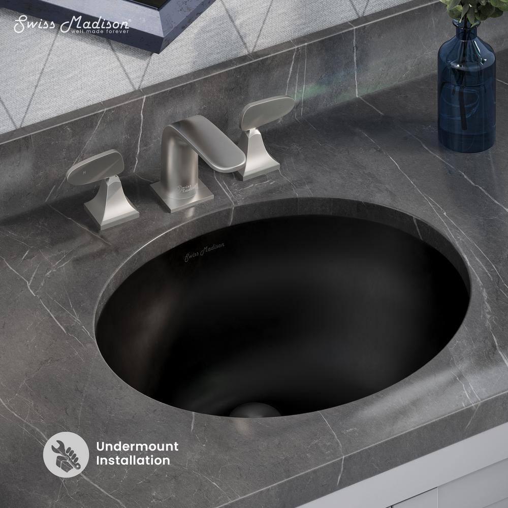 Monaco 19" Ceramic Undermount Bathroom Sink In Matte Black