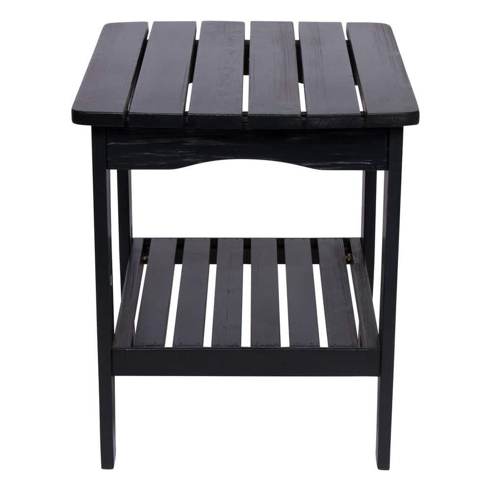 Shine Company Rectangular Traditional Wood Indoor/Outdoor Side Table in Black