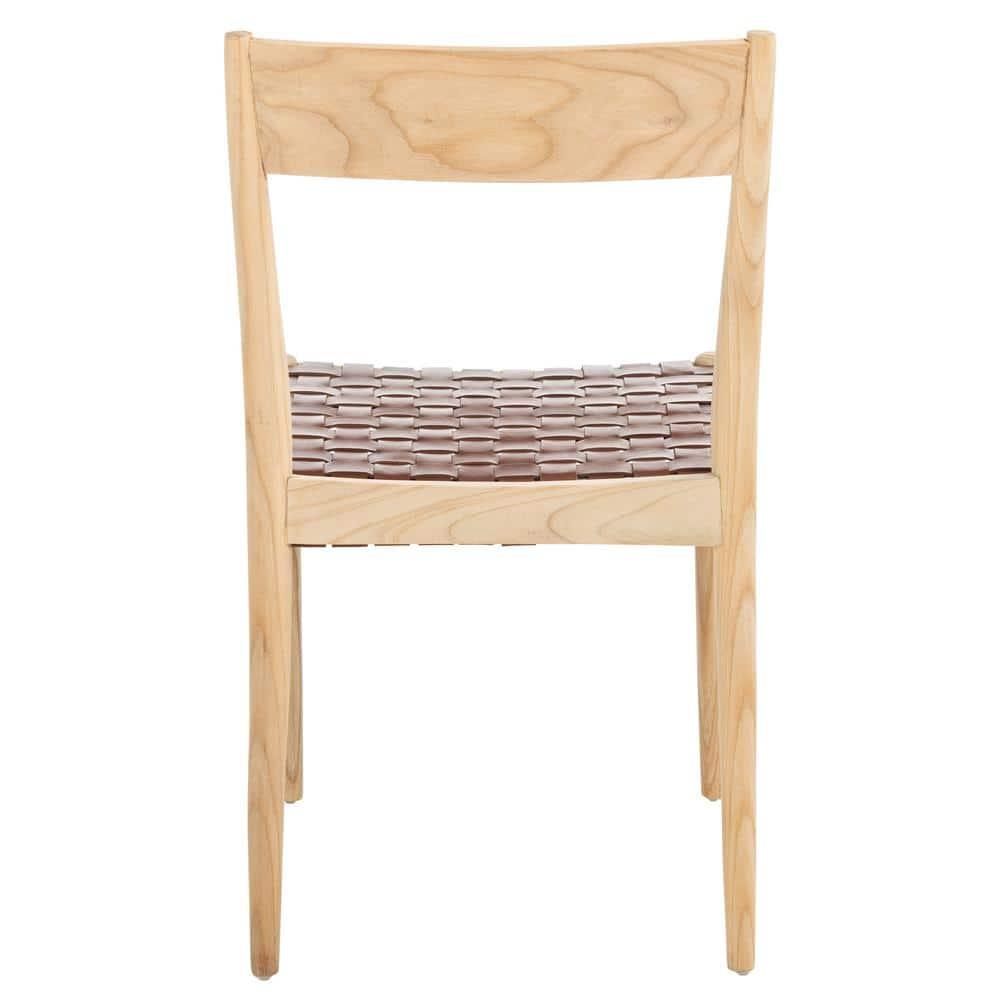 Eluned Leather Dining Chair (Set Of 2) - Cognac/Natural - Safavieh