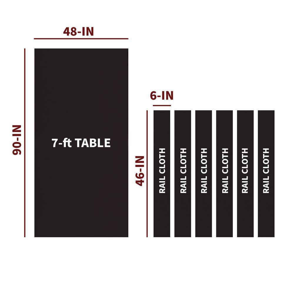 Championship Saturn II 7' Billiard Table Felt w/1 Bed Cloth & 6 Rail Cloths,Black (7 Count)