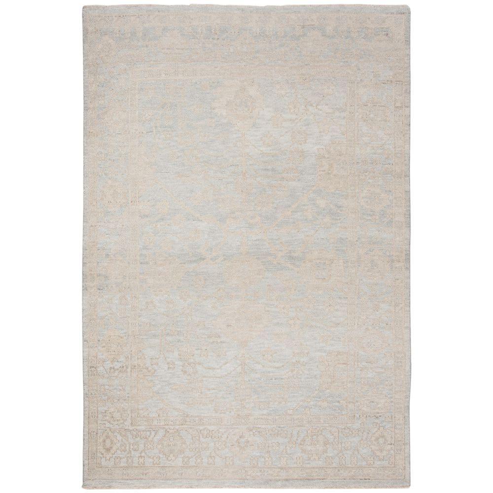 SAFAVIEH Izmir Collection Area Rug - 9' x 12', Light Blue & Ivory, Hand-Knotted Traditional New Zealand Wool, Ideal for High Traffic Areas in Living Room, Bedroom (IZM134M)