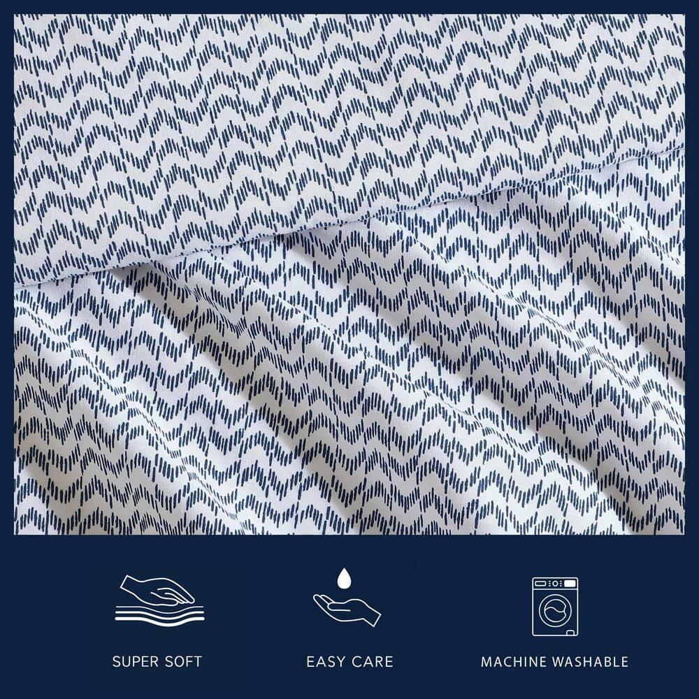 King Blue Cotton Percale Deep Pocket Sheet Set