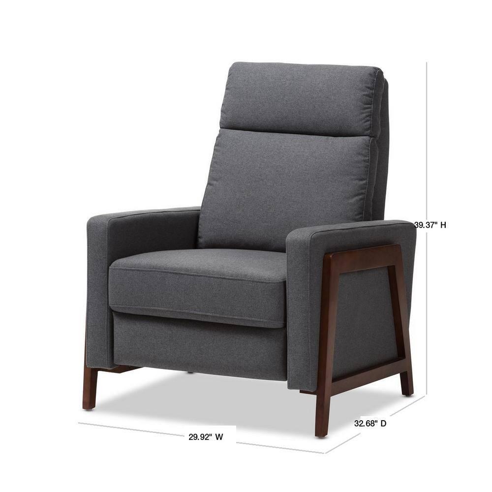 Halstein Mid Century Modern Fabric Upholstered Lounge Chair Gray - Baxton Studio