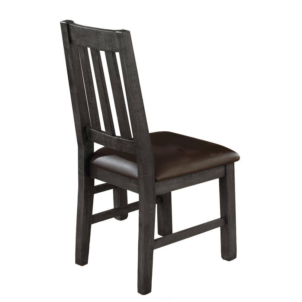 Best Master Furniture Wendy Faux Leather Dining Chair in Rustic Gray (Set of 2)