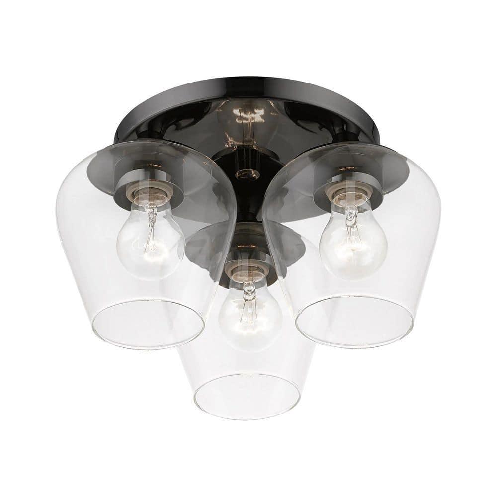 Livex Lighting Willow 3 - Light Flush Mount in  Black Chrome