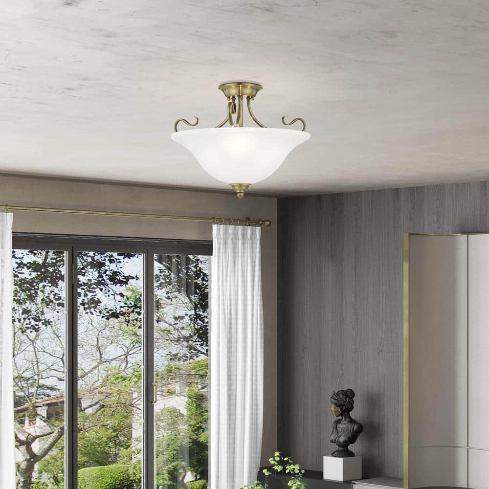 Livex Lighting Coronado 3 - Light Semi-Flush Mount in  Antique Brass