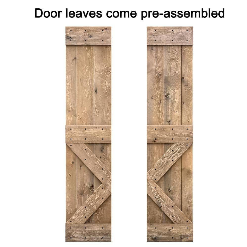 Calhome 84'' Solid Wood Double Pane Painted Bi-Fold Door