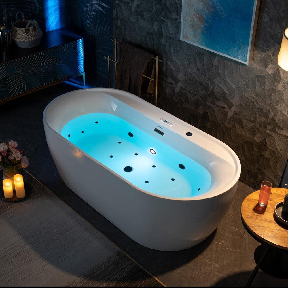 72" x 35-3/8" Whirlpool and Air Bath Heated Soaking Combination Tub with Wide Rim, LED Control Panel