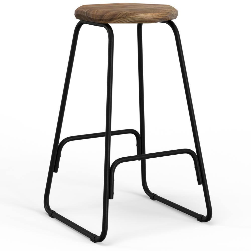 Orson Industrial Metal Saddle Counter Height Stool (Set of 2) in Natural