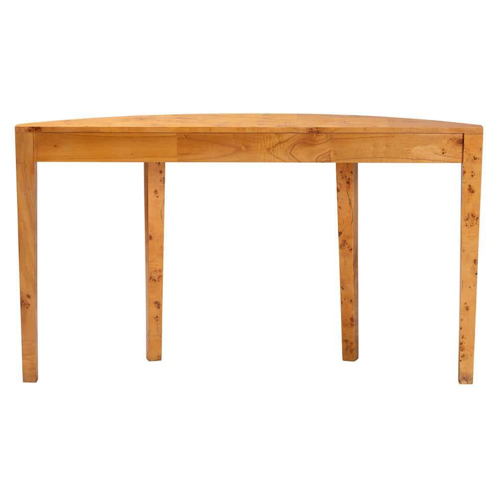 bali & pari Jihan Real Burl Wood Half Moon Large Console Table Light Mappa Burl