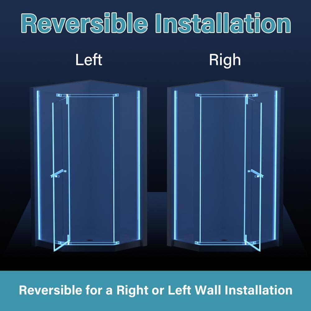 36 in. W x 72 in. H Neo Angle Pivot Semi Frameless Corner Shower Enclosure