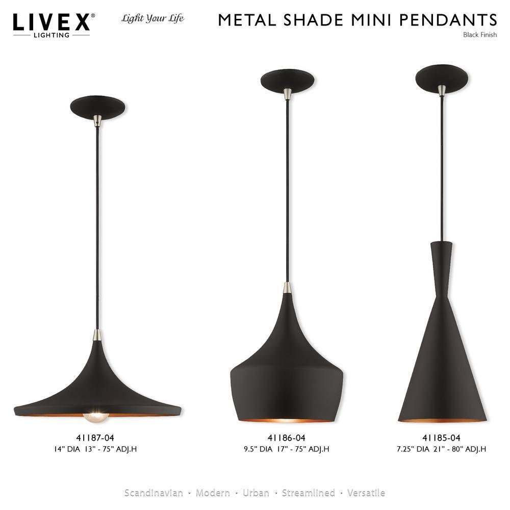 Livex Lighting Metal Shade 1 - Light Chandelier in  Black