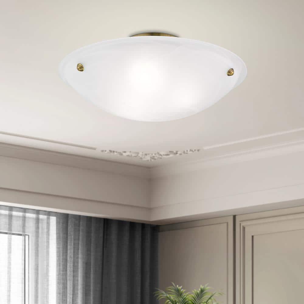 Livex Lighting Oasis 3 - Light Flush Mount in  Antique Brass